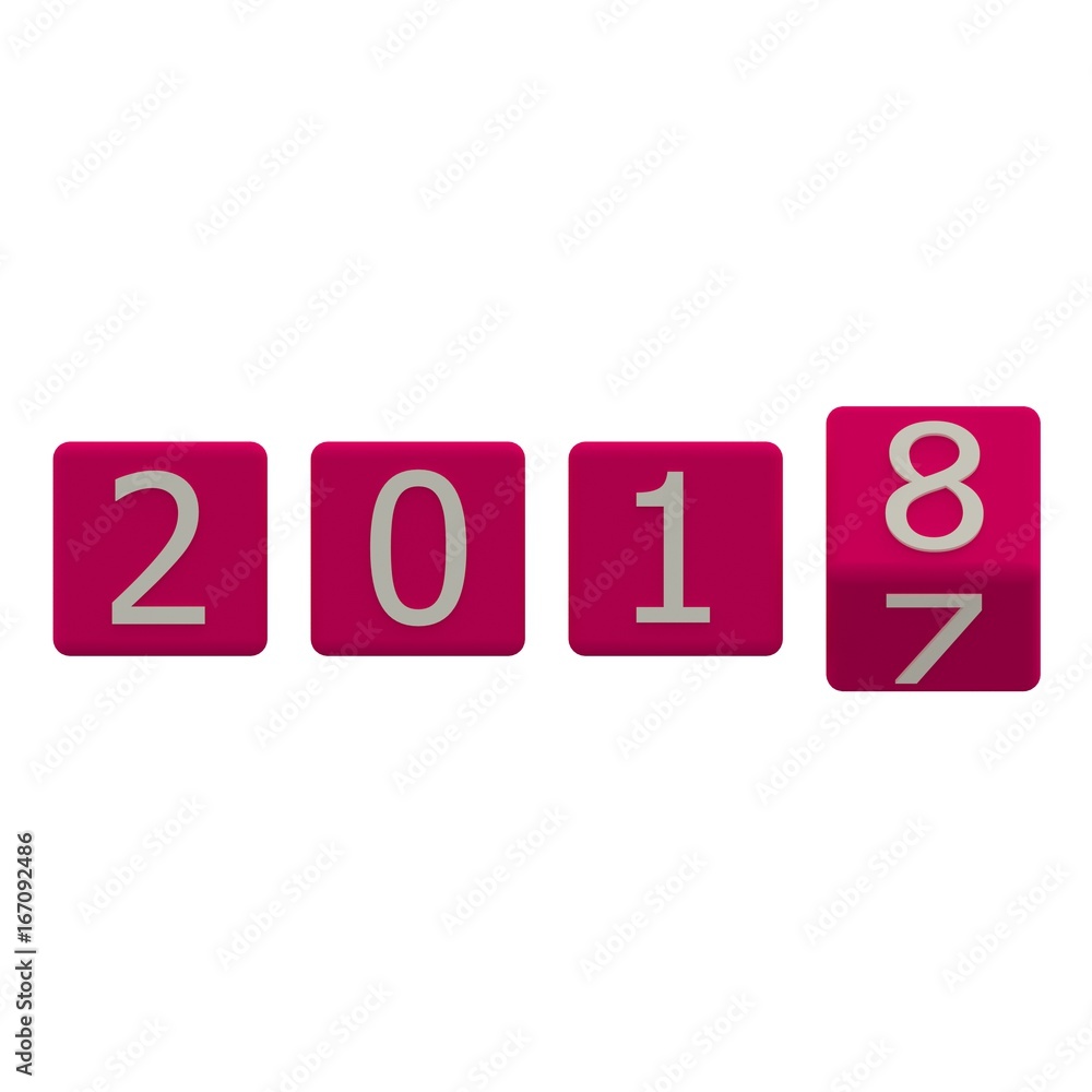 3D object render cubic New Year 2018 background 3D object render cubic New Year 2018 background