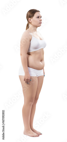 Bild auf Leinwand Full length portrait of overweight young woman