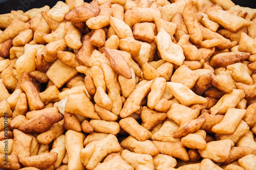 Baursak - the Kazakh traditional fried bread. Small pieces of dough fried in oil.
