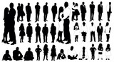 Set of people silhouettes, vector