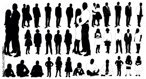 Set of people silhouettes, vector