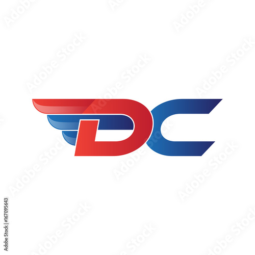 fast initial letter DC logo vector wing