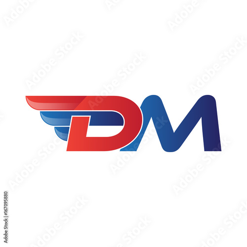 fast initial letter DM logo vector wing