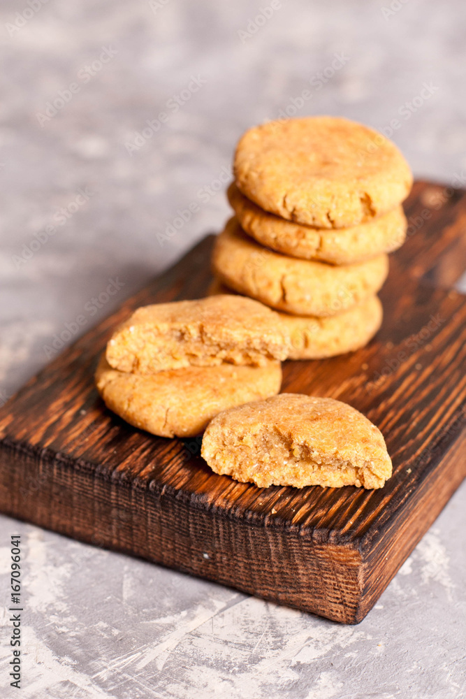Oatmeal cookies on a wooden desk