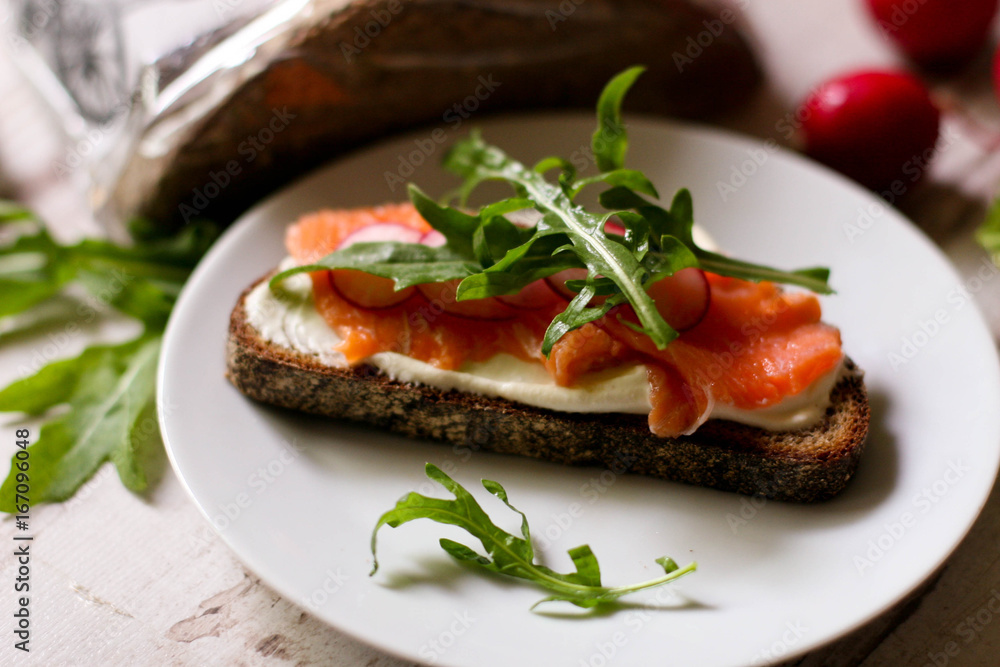 Canapes with smoked salmon Canapes with smoked salmon