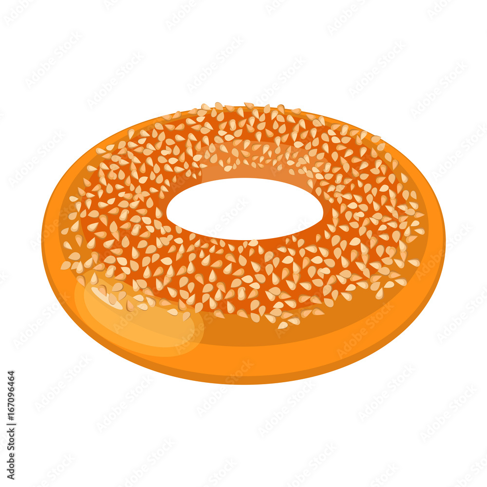 Closeup of doughnut covered with small nuts isolated illustration Closeup of doughnut covered with small nuts isolated illustration