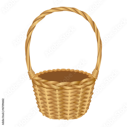 Single handle wicker basket isolated illustration on white