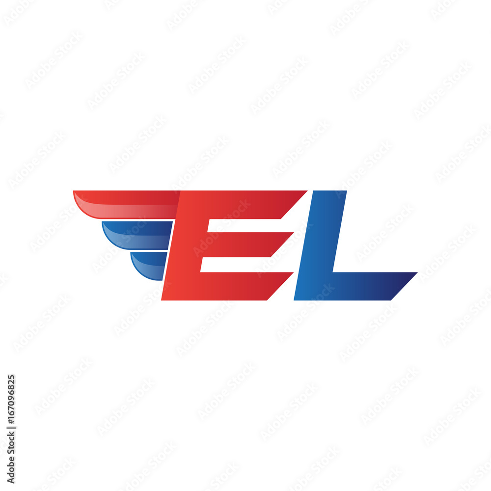 fast initial letter EL logo vector wing fast initial letter EL logo vector wing