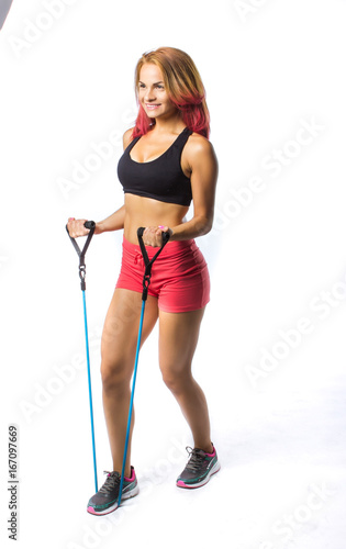 Fitness girl with elastic bands © nehopelon