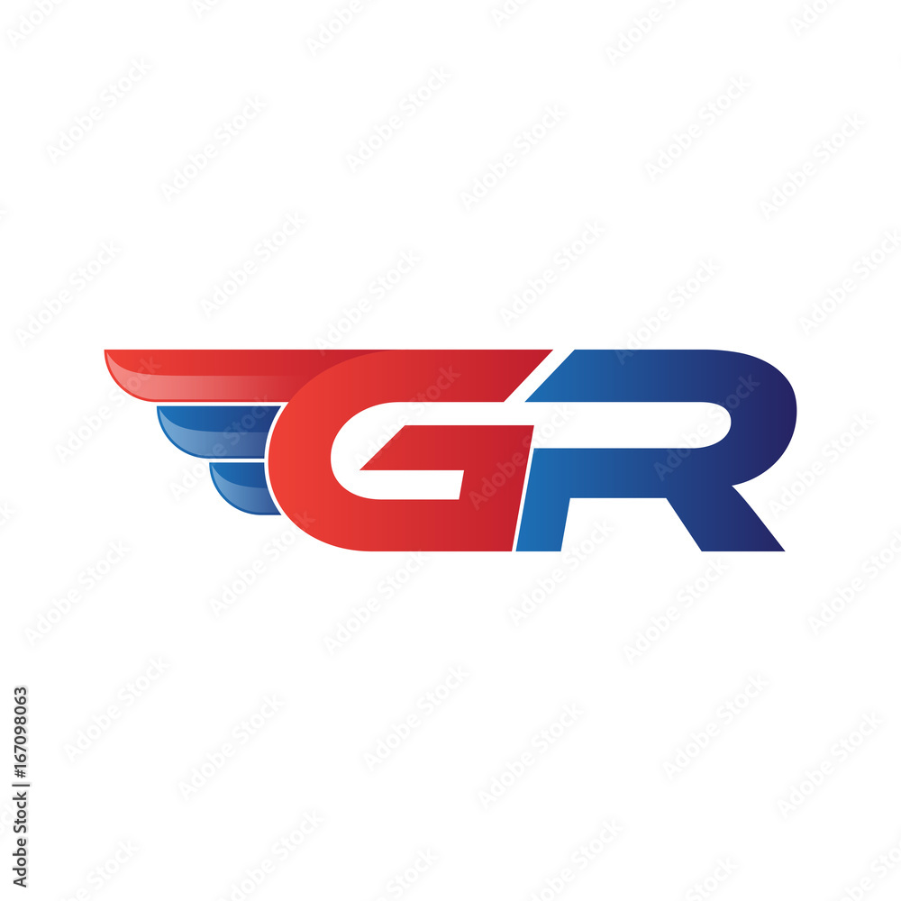 fast initial letter GR logo vector wing fast initial letter GR logo vector wing