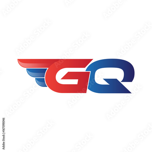 fast initial letter GQ logo vector wing