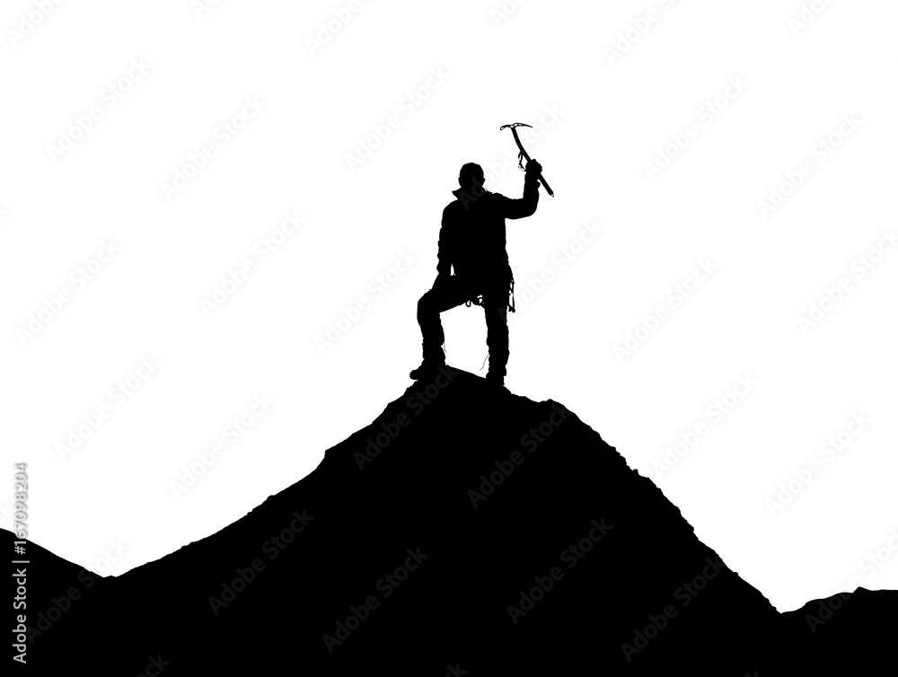 climber with ice axe in hand on Mount Everest climber with ice axe in hand on Mount Everest