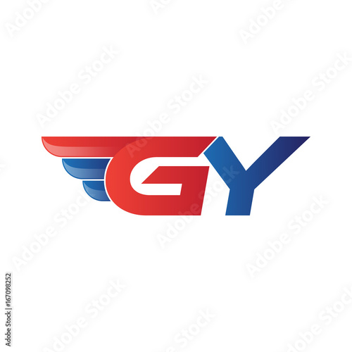 fast initial letter GY logo vector wing