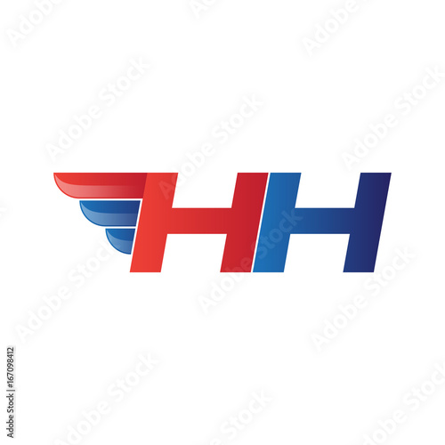 fast initial letter HH logo vector wing
