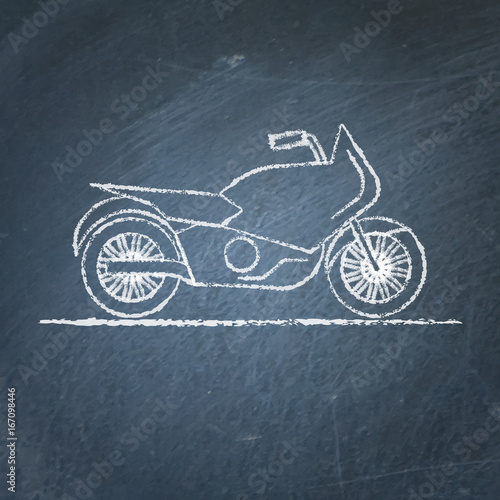 Motorcycle sketch on chalkboard