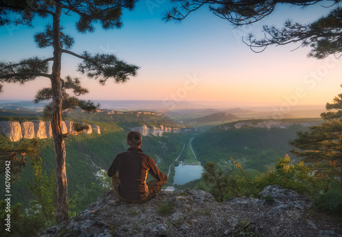 Crimea mountain valley in a light of sunrise