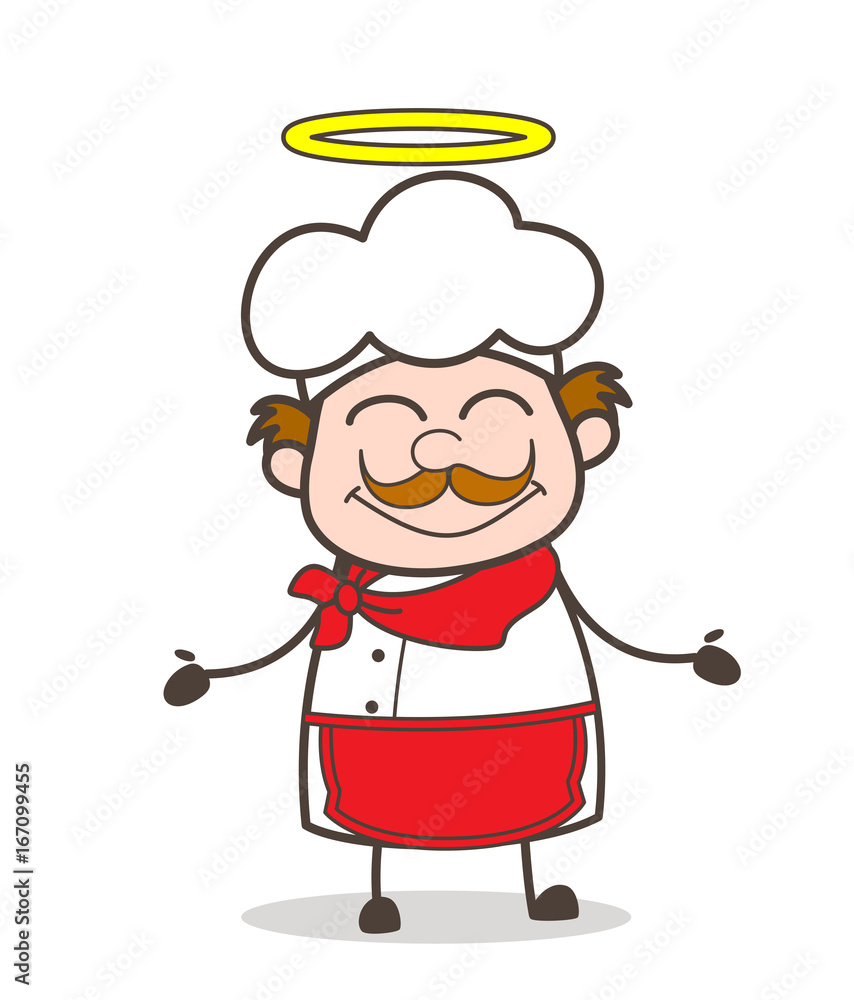 Cartoon Cute Chef Happy Face with Halo Vector Cartoon Cute Chef Happy Face with Halo Vector