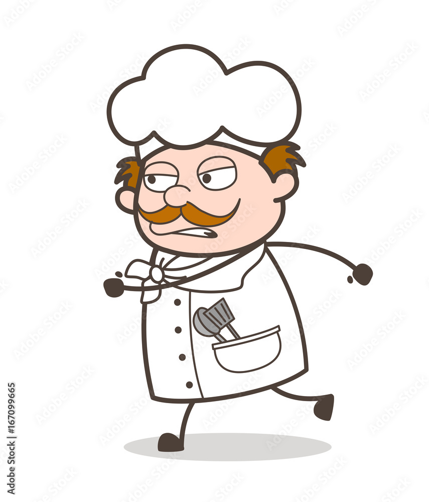Cartoon Chef in Running Task Vector Illustration Cartoon Chef in Running Task Vector Illustration