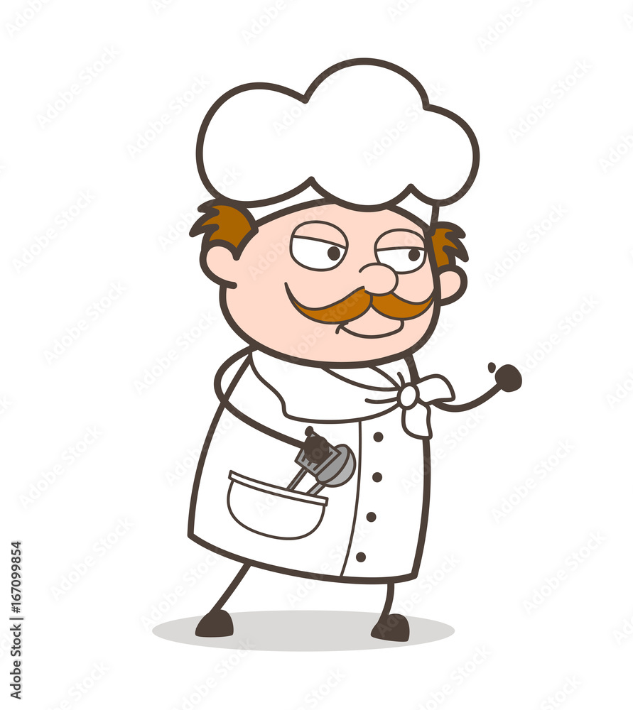 Cartoon Smirking Chef Running Pose Vector Illustration Cartoon Smirking Chef Running Pose Vector Illustration