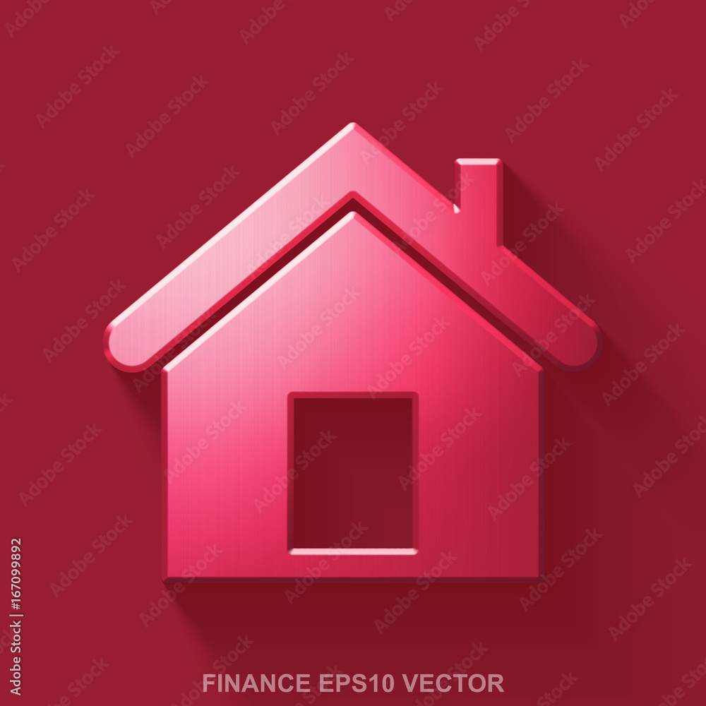 Flat metallic business 3D icon. Red Glossy Metal Home on Red background. EPS 10, vector. Flat metallic business 3D icon. Red Glossy Metal Home on Red background. EPS 10, vector.