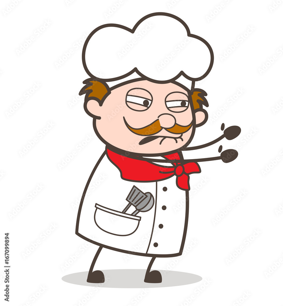 Cartoon Helpless Chef Face Expression Vector Illustration