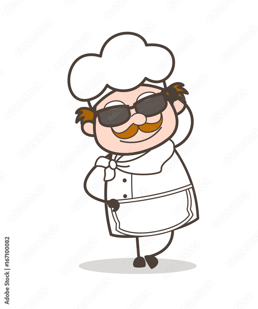 Cartoon Chef with Sunglasses Standing in Style Cartoon Chef with Sunglasses Standing in Style