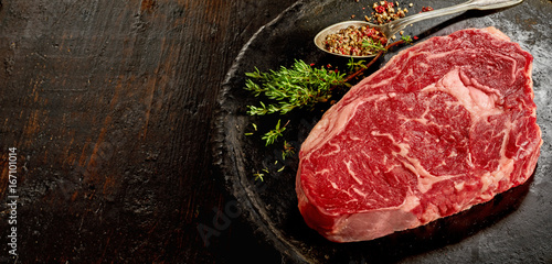 Piece of raw rib eye steak