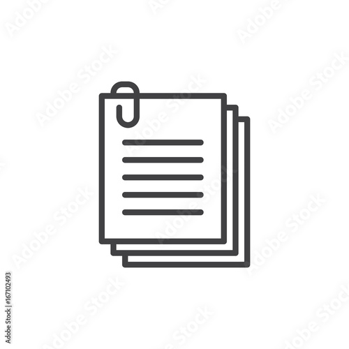 Clip files line icon, outline vector sign, linear style pictogram isolated on white. Attach document symbol, logo illustration. Editable stroke. Pixel perfect vector graphics