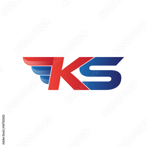 fast initial letter KS logo vector wing