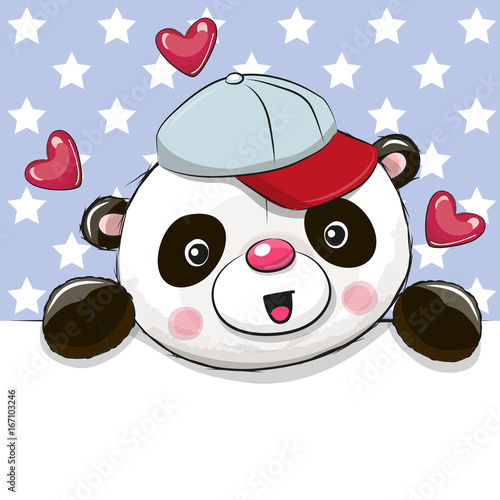 Fototapeta Naklejka Na Ścianę i Meble -  Cute Cartoon Drawing Panda