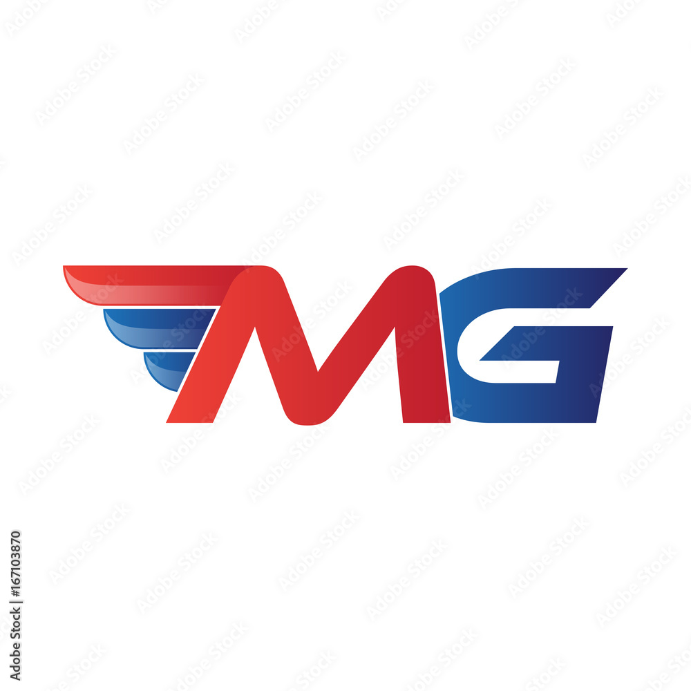 fast initial letter MG logo vector wing fast initial letter MG logo vector wing
