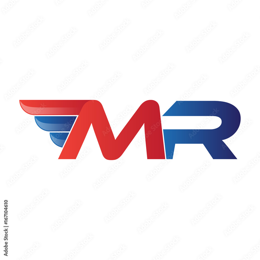fast initial letter MR logo vector wing fast initial letter MR logo vector wing