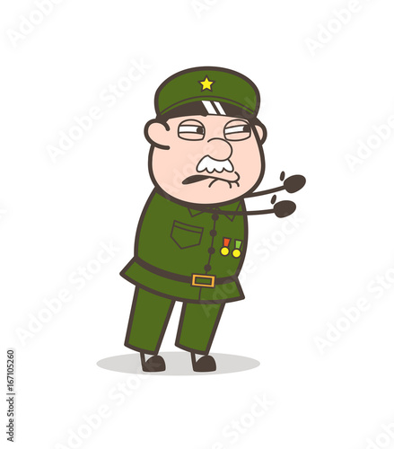 Cartoon Frustrated Sergeant Vector Expression