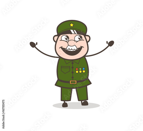 Cartoon Joyful Sergeant Expression