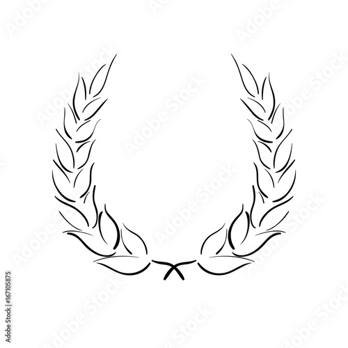 Lorbeerkranz - Piktogramm - Symbol - schwarz - Zeichnung 