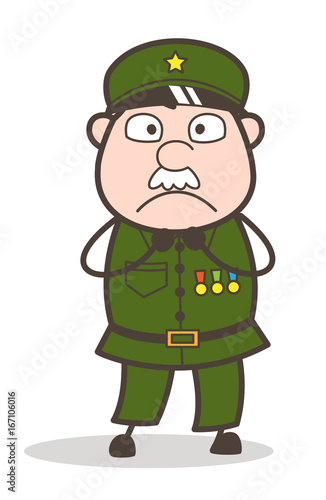 Cartoon Sergeant Scared Face Vector Illustration