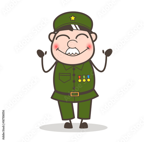 Cartoon Sergeant Blushing Expression Vector Illustration
