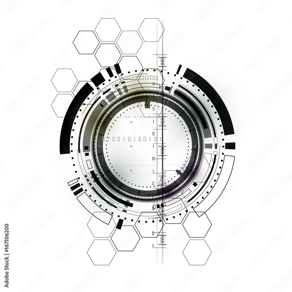 Technological communication digital modern hexagon circle signal interface abstract background vector Technological communication digital modern hexagon circle signal interface abstract background vector