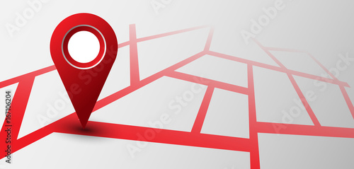 GPS navigator red pin on map vector illustration
