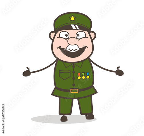 Cartoon Excited Sergeant Face Vector Illustration