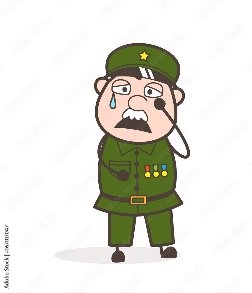 Cartoon Officer Crying Expression Vector Illustration Cartoon Officer Crying Expression Vector Illustration
