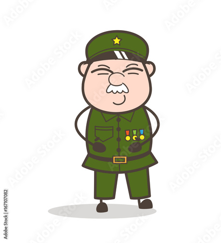 Cartoon Naughty Sergeant Smiling Vector Illustration
