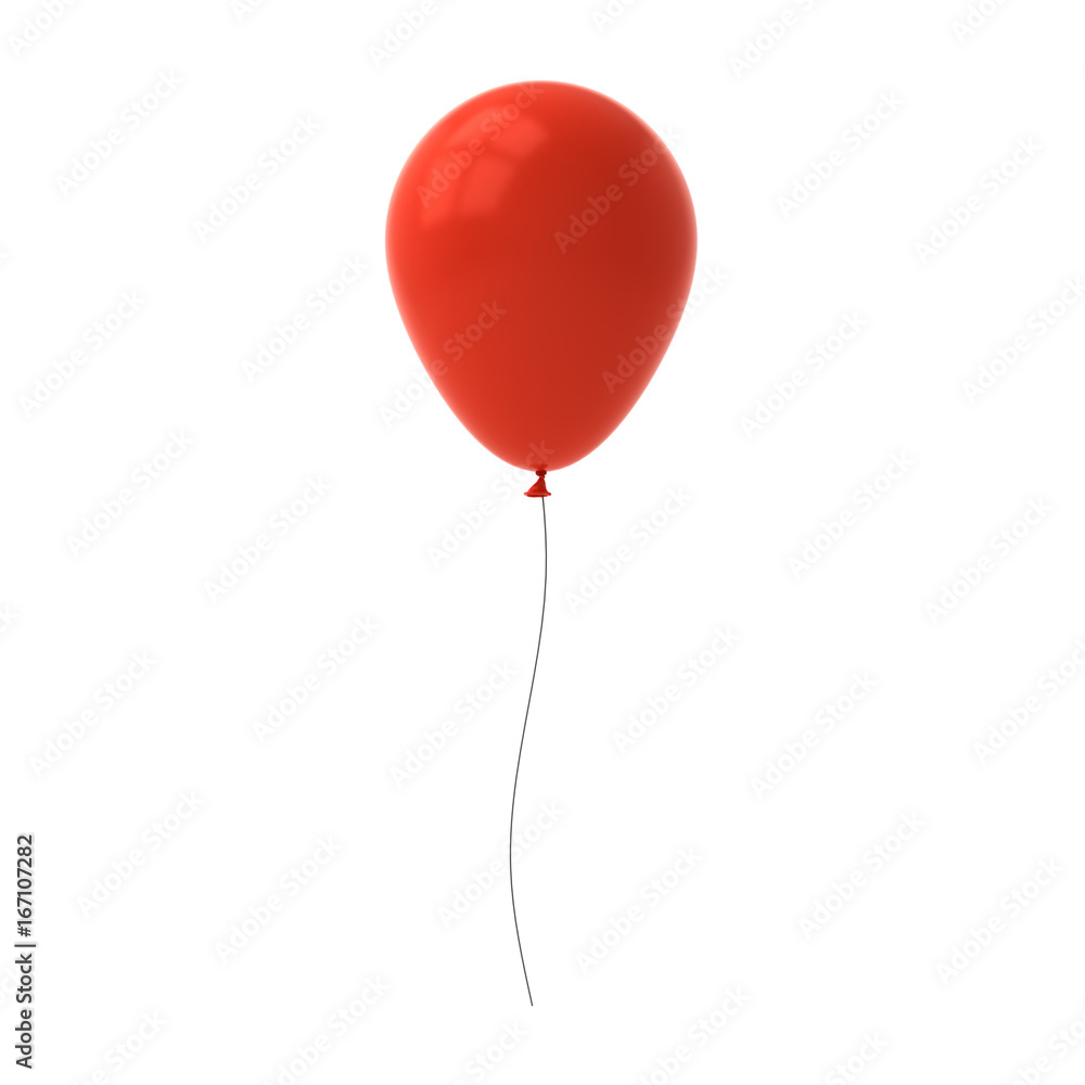 Red balloon isolated on white background with window reflection . 3D rendering. Red balloon isolated on white background with window reflection . 3D rendering.