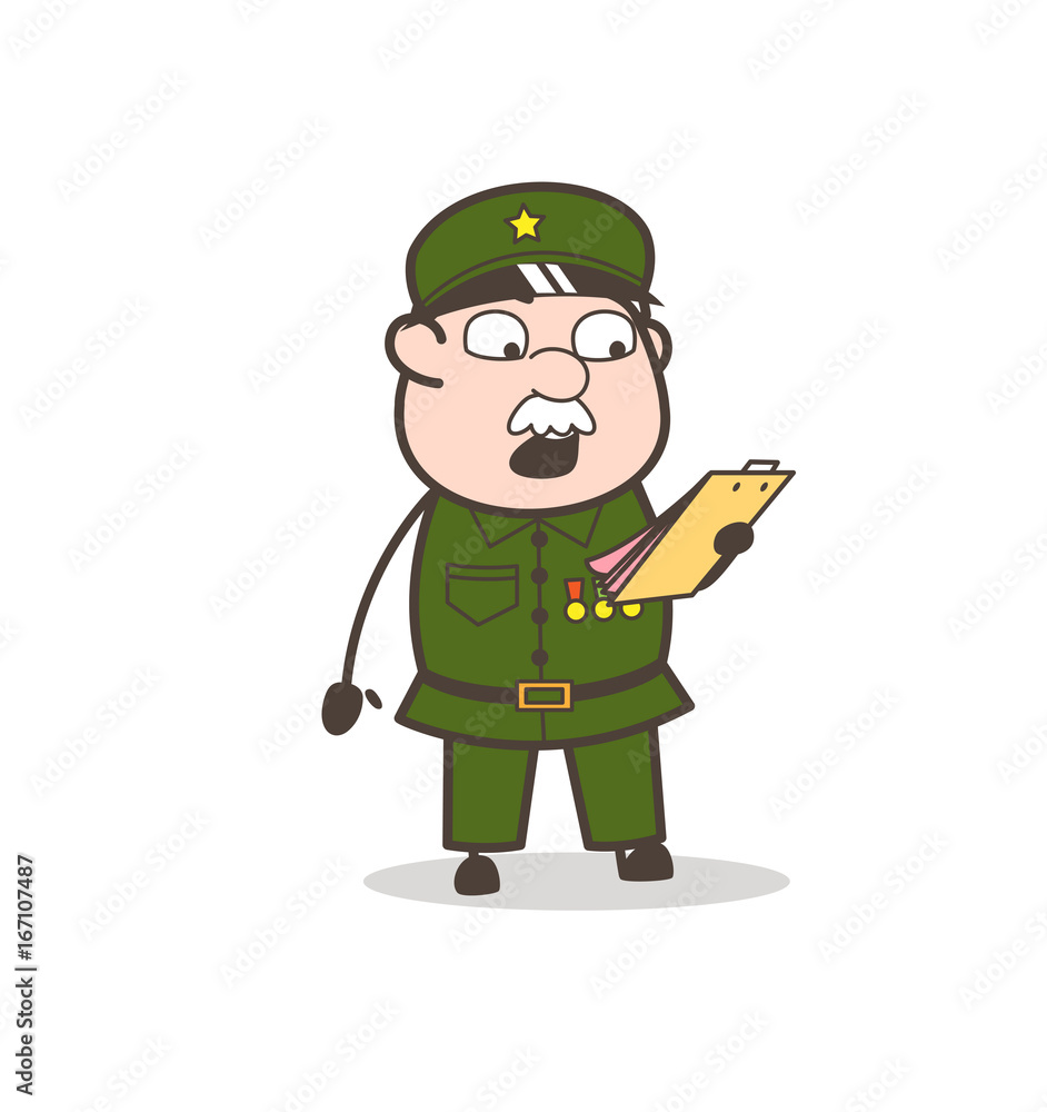 Cartoon Sergeant Announcing Rules Vector Illustration Cartoon Sergeant Announcing Rules Vector Illustration