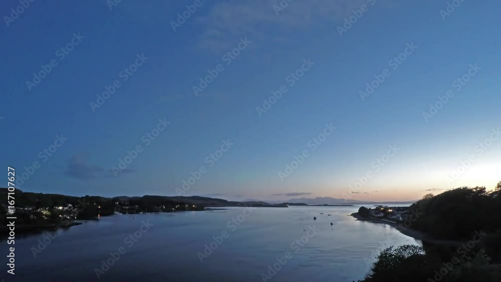 Time lapse of the Lora Falls from 6pm to 6am seen from Connel Bridge, Argyll Time lapse of the Lora Falls from 6pm to 6am seen from Connel Bridge, Argyll
