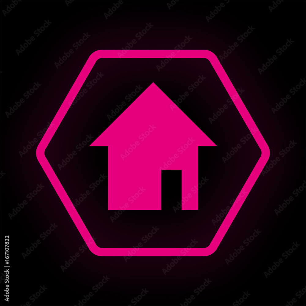 Neon Button Polygon - Haus wohnen