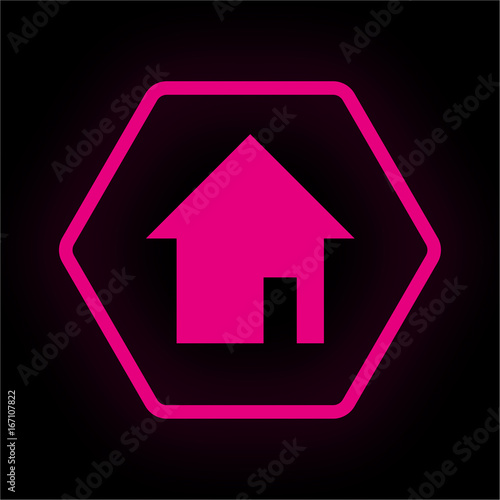 Neon Button Polygon - Haus wohnen
