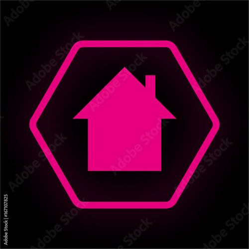 Neon Button Polygon - Haus Immobilie