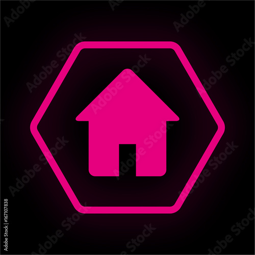 Neon Button Polygon - Haus Unterkunft