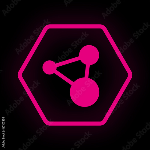 Neon Button Polygon - Netzwerk